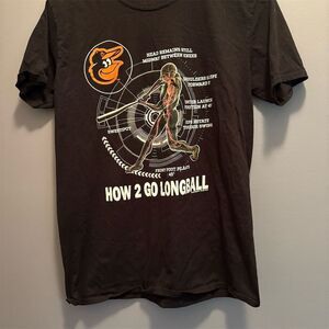 Baltimore Orioles Men's Black Graphic Print T-Shirt Size M Short Sleeve